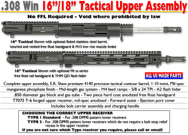 16 & 18-inch .308 Tactical Upper Assemblies
